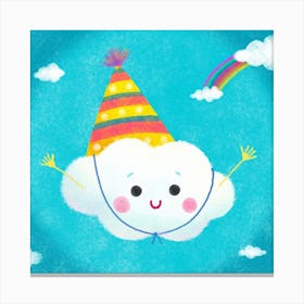 Happy Birthday Cloud Square Canvas Print