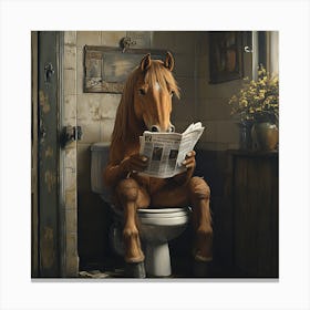 Horse Reading Newspaper 1 Canvas Print