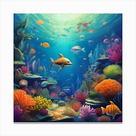 Underwater Coral Reef With Fishes Canvas Print