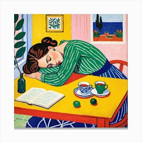 Sleep At The Table 1 Canvas Print