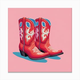 Cowgirl Boots Illustration Colourful 2 Canvas Print