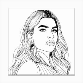 dua lipa line art portrait Canvas Print