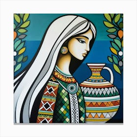 Paletinian Woman With A Vase Canvas Print