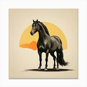 Black Horse At Sunset Canvas Print