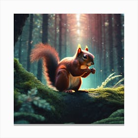 Red Squirrel In The Forest 43 Canvas Print