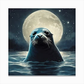 Seal In The Moonlight Canvas Print