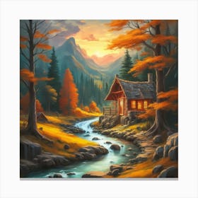 Cabin In The Mountains 7 Canvas Print