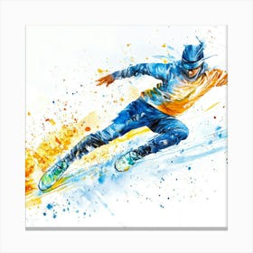 Watercolor Of A Skier Canvas Print