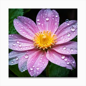 Raindrops On A Pink Flower Canvas Print