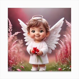 Angel With Roses 1 Canvas Print