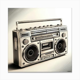 A Highly Detailed, Exquisite Illustration Of A Vintage Boombox Rendered In Precise Pencil Sketching, Showcasing Intricate Textures, Subtle Shading, And Delicate Linework, Evoking A Sense Of Nostalgia And Retro Charm   Canvas Print