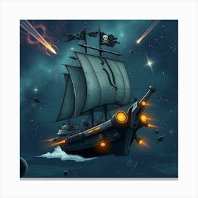 Galactic Pirate Ship Sailing Through Space Canvas Print