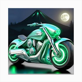 Motorcycle In The Night Canvas Print