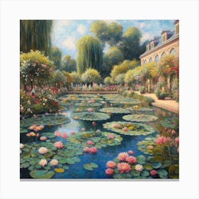 Water Lilies In The Garden Canvas Print