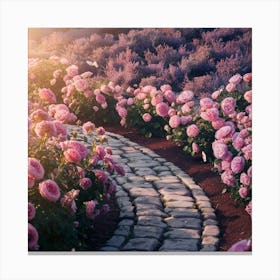 Pink Roses In The Garden Canvas Print