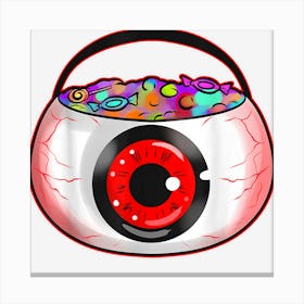 Sweet Bucket Scary Eye Sweets Collecting On Halloween Canvas Print