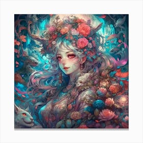 Girl With Flowers Canvas Print