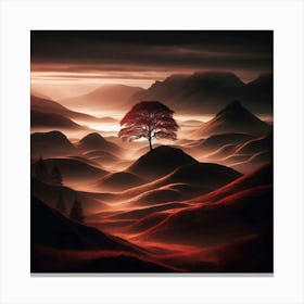 Lone Tree In The Mountains Canvas Print