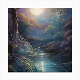 Full Moon In The Forest Canvas Print