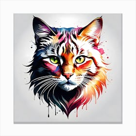 Colorful Cat Head Canvas Print