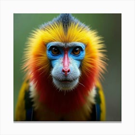 A Vibrant Mandrill Displaying Its Colorful Face 2 Canvas Print