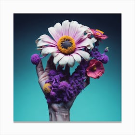 Flowers In A Hand Canvas Print