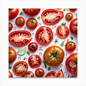 Tomatoes On A White Background Canvas Print