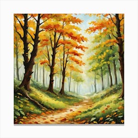 Forest In Autumn In Minimalist Style Square Composition 208 Canvas Print