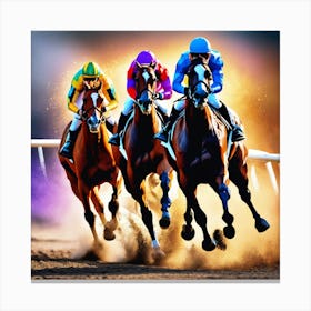 Jockeys Racing Horses 11 Canvas Print