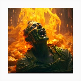 Man Fell In Toxic Waste His Face Melting Away Hes Screaming In Pain Cloths Falling Of Due To Toxic Canvas Print