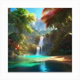 Waterfall In The Jungle 3 Canvas Print