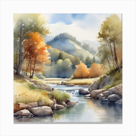 Watercolor Of A River 11 Canvas Print