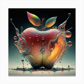 Water Splashed Apple Canvas Print