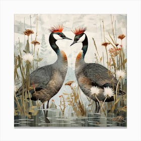 Bird In Nature Grebe 4 Canvas Print