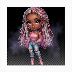 Black Girl With Pink Hair 1 Canvas Print