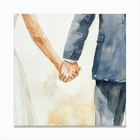 Watercolor Bride And Groom Holding Hands 1718370331 4 Canvas Print