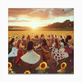 Sunflowers In The Field Canvas Print