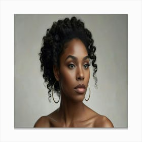 Black Woman With Hoop Earrings 1 Canvas Print