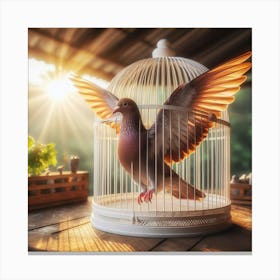 Pigeon In A Cage 2 Canvas Print