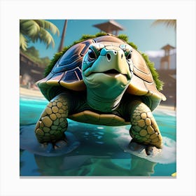 Turtle On The Beach 2 Canvas Print