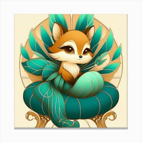 Nouveau style a little blue fox 2 Canvas Print