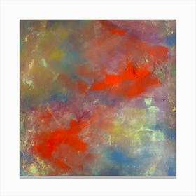 Abstract Bold Red, Yellow, Blue, Clouds, Landscape Contemporary, Living Room Art, Bedroom Art, coltxwilde, Square Art, Rainbow Sky Canvas Print