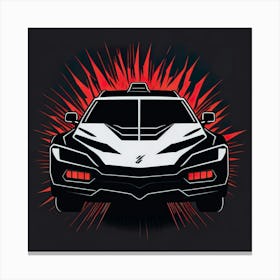 Car Red Artwork Of Graphic Design Flat (63) Canvas Print