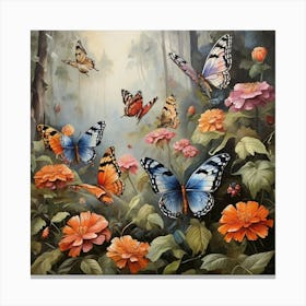 Butterflies In The Forest 2 Canvas Print