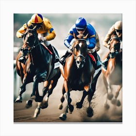 Jockeys Racing Horses 13 Canvas Print