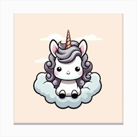 Cute Unicorn On A Cloud Canvas Print