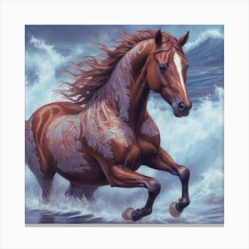 Brownies With Pattern Horse In The Sea Canvas Print