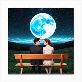 Couple Sitting On A Bench 1 Canvas Print