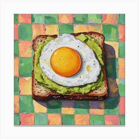 Avocado Egg On Toast Pastel Checkerboard 4 Canvas Print