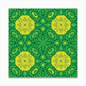 Yellow And Green Floral Pattern Canvas Print